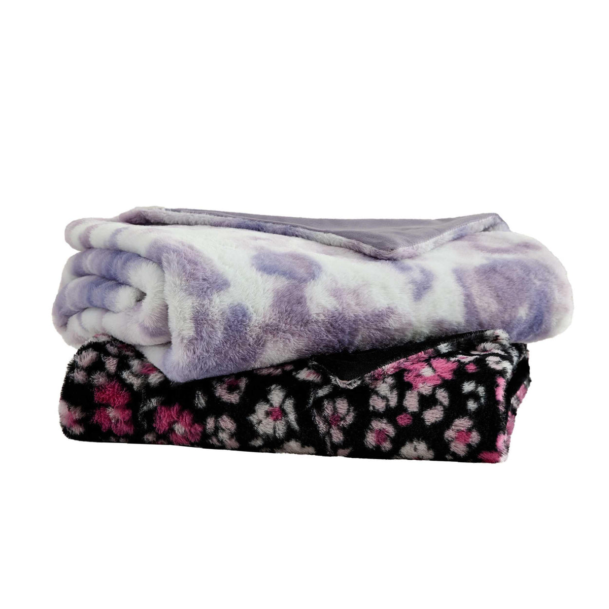 Betsey Johnson - Blanket, Buttery-Soft Faux Fur Throw Blanket for Couch or Bed, Boldly Plush & Oversized Bedding (Sunset Tie Dye Purple, 50" x 70")