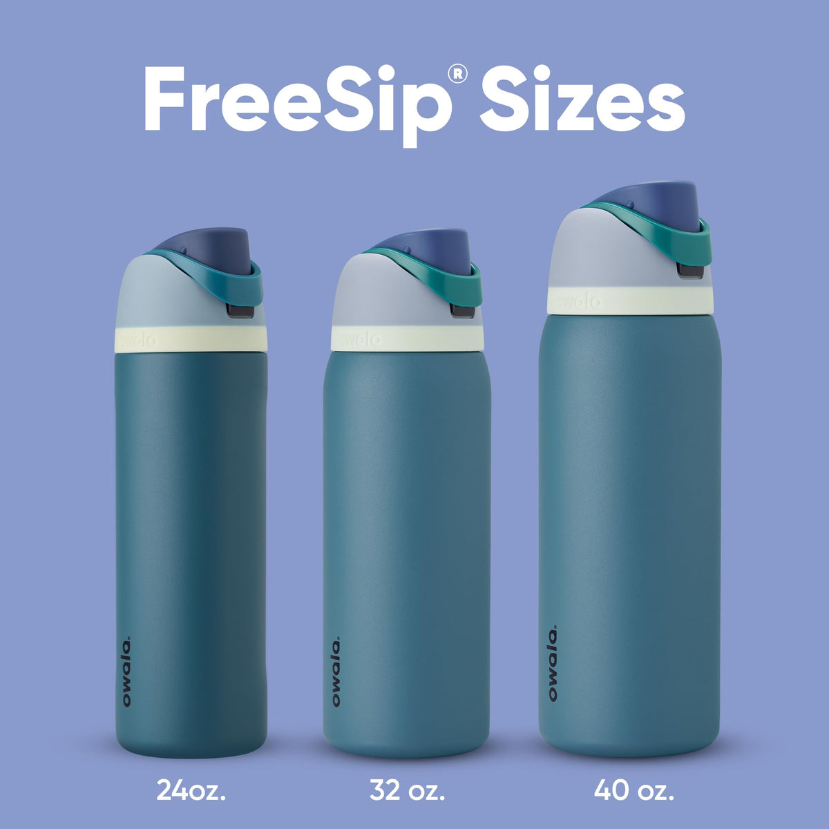 Owala FreeSip Insulated Stainless Steel Water Bottle with Straw, BPA-Free Sports Water Bottle, Great for Travel, 24 Oz, Denim,Pack of 15