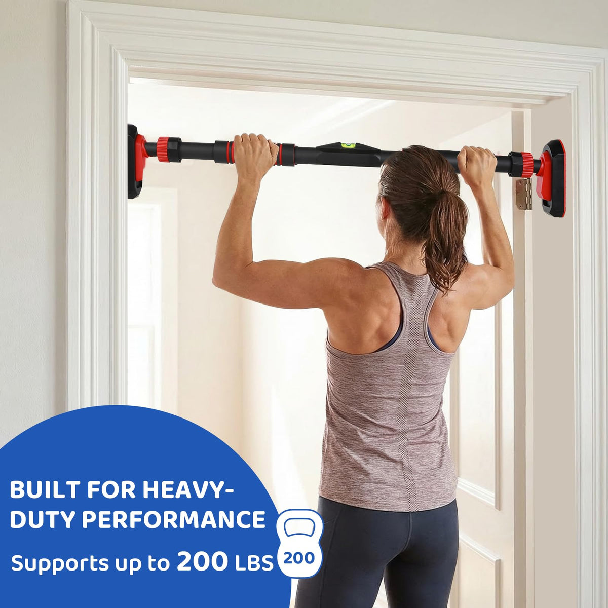 Slevoo Kids Doorway Jumper Swing with Pull-Up Bar Gym, 4-in-1 Indoor Playground Set, Fits 28"-37" Hallway Doorway Exercise & Play Equipment for Toddlers & Kids