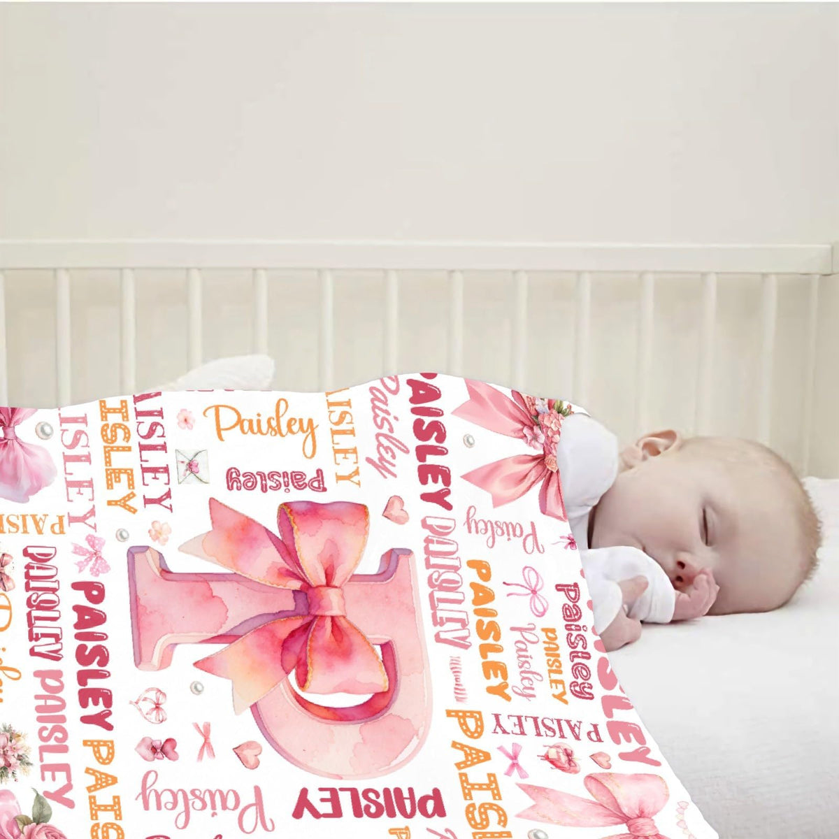 Custom Bow Blanket,Personalized Bow Gifts,Soft Flannel Throw for Bed Sofa,Lightweight,40 x 30in