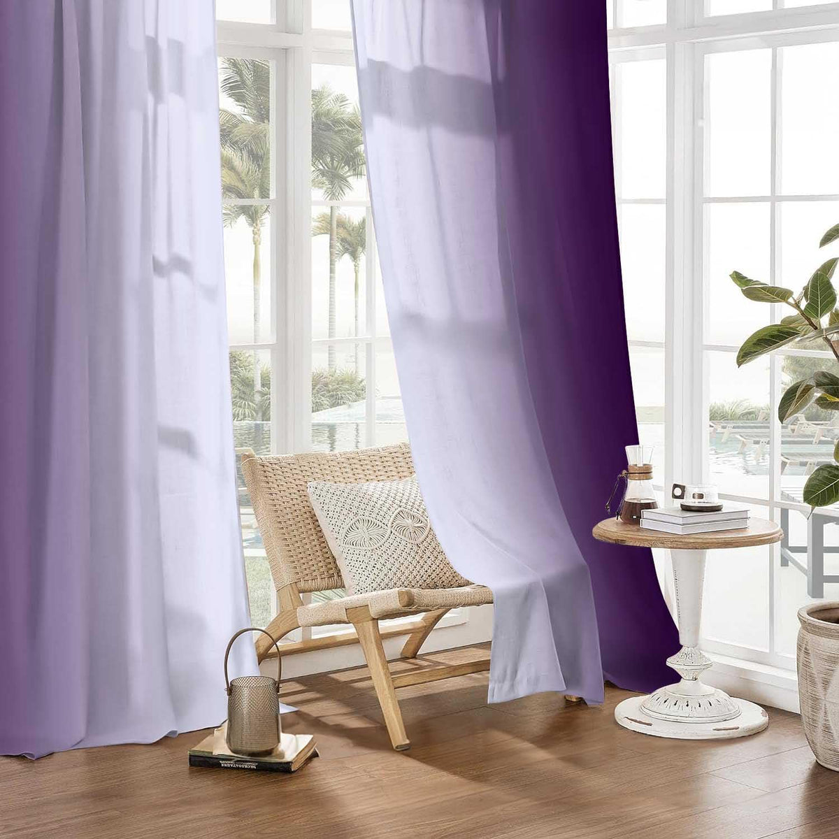 XFLINGBAO Purple Curtains 84 Inch Length for Living Room 2 Panel Set Purple and Grey White Window Treatment Curtains Lavender Ombre Gradient Light Filtering Curtains Modern Abstract Drapes