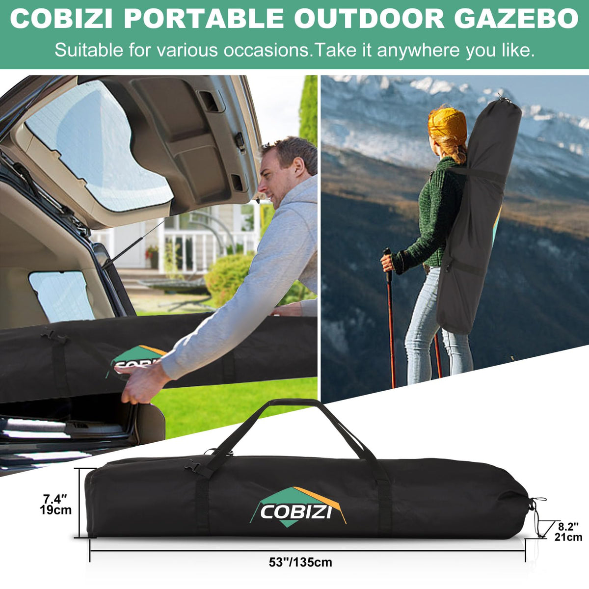 COBIZI 6x6 FT Pop up Gazebo, Popup Canopy Tent, Screened in Gazebos with sidewalls, Waterproof Portable Outdoor Small Screen Tents Sun Shelter,carpas para Patio for Camping, Garden and Backyard,Blue