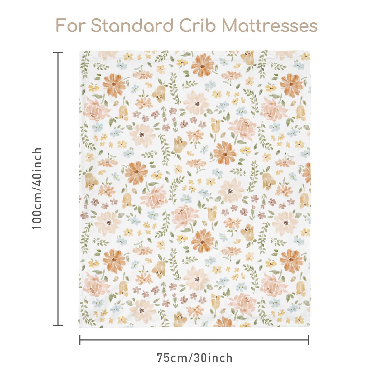 CIVARUA KIDS Baby Blanket for Girls, Soft Cozy Nursery Minky Blanket with Double Layer Dotted Backing for Infant Toddler in Crib Stroller, Cute Floral Orange Blanket, 30x40 Inches