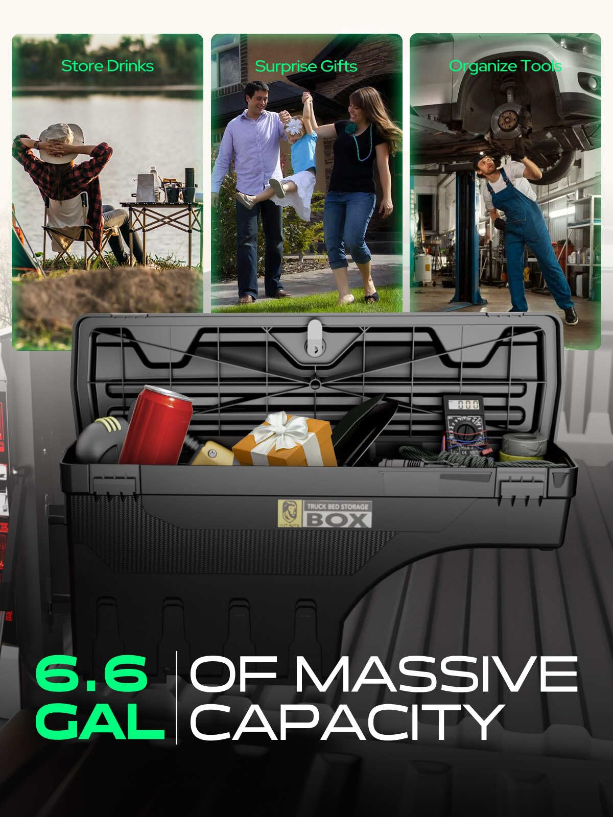 YHTAUTO Truck Bed Storage Tool Box Lockable Compatible with 2007-2018 Chevrolet Silverado & GMC Sierra 1500 2500 3500, 2019 Silverado/Sierra 1500 Passenger Side, Swing Waterproof Wheel Well Toolbox