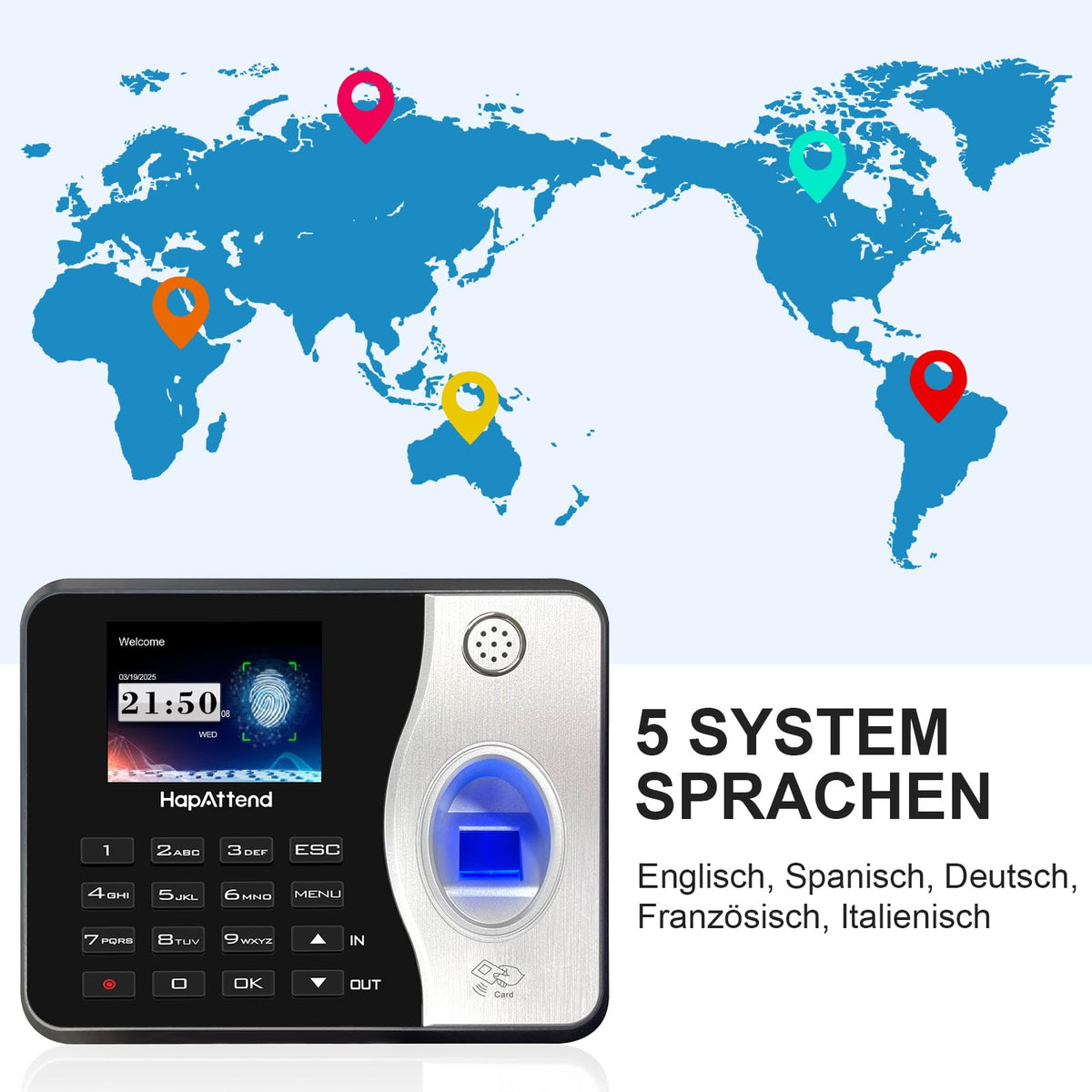 Time Clocks for Employees Small Business Automatic Calculate Hours, H1＆ H3 No Monthly Fees Fingerprint Time Clock, Standalone Biometric Clock in Machine for Employees with 5 RFID Cards