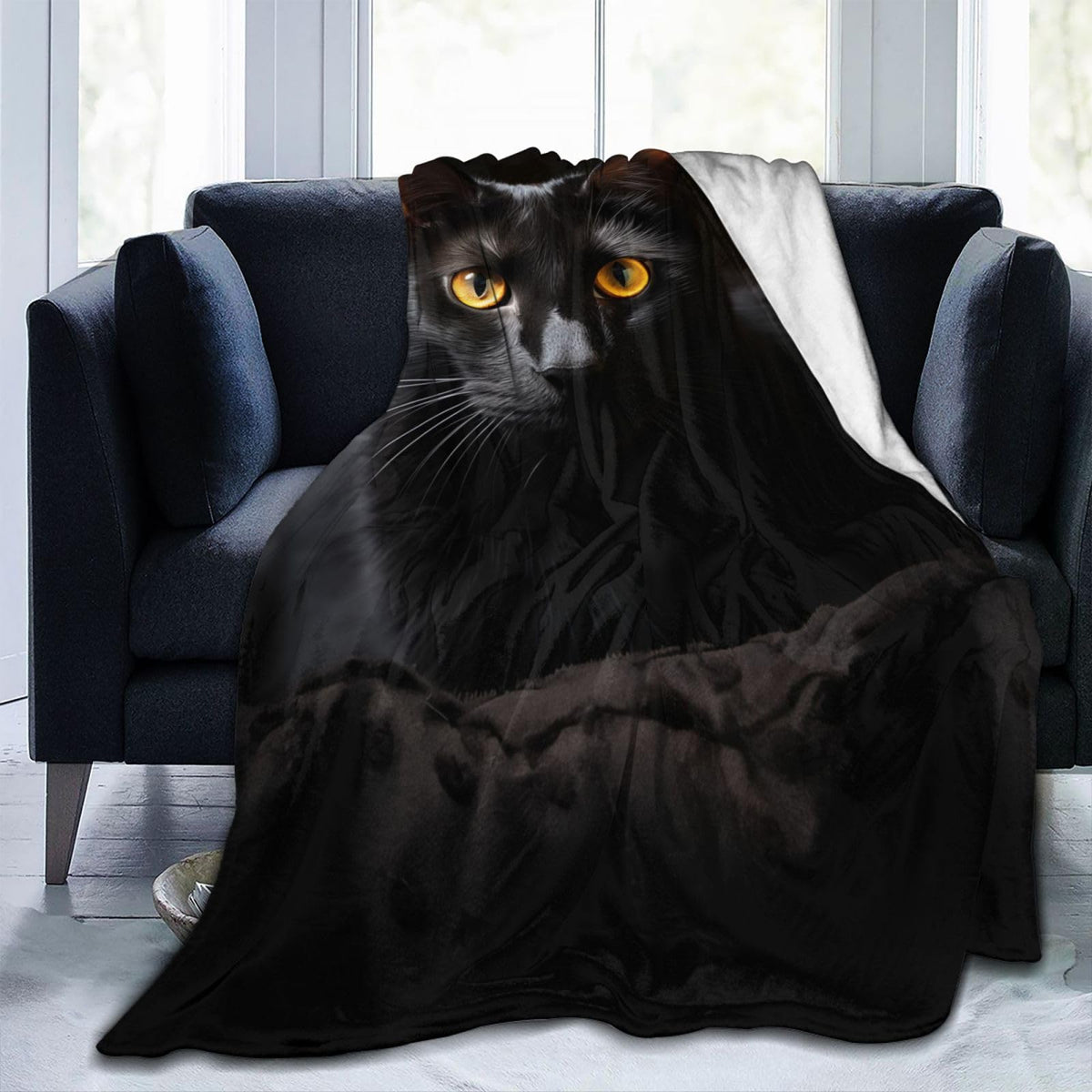 amepay Cute Black Cat Blanket Gifts for Pet Lovers Girls Animal Kitten Flannel Throw Blankets for Home Couch Bed Sofa Soft Cozy Lightweight Halloween Decor Adults All Season 50x40 Inches
