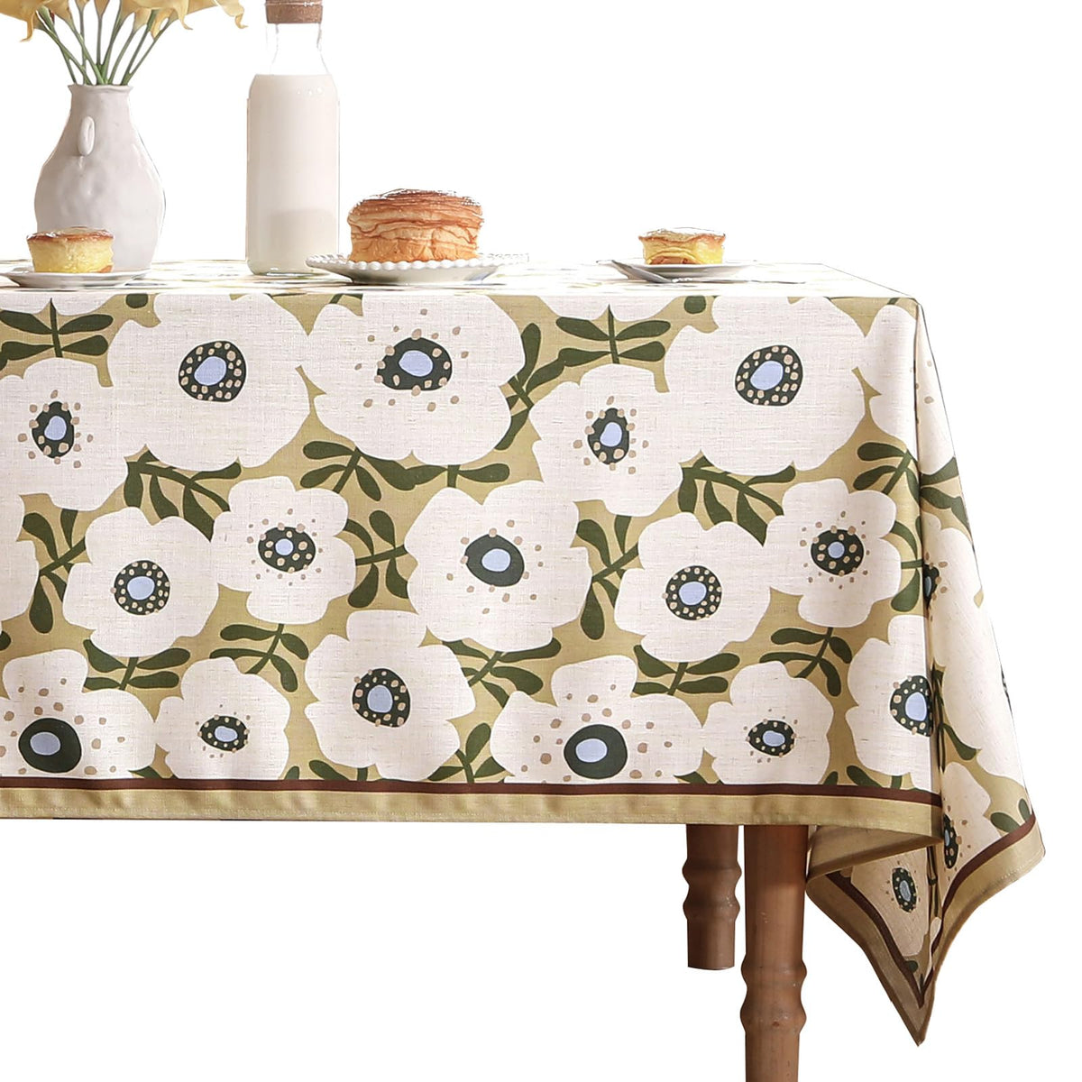 bilin gaier Designer French Linen Tablecloth Rectangular,87"x55"-Hidaka