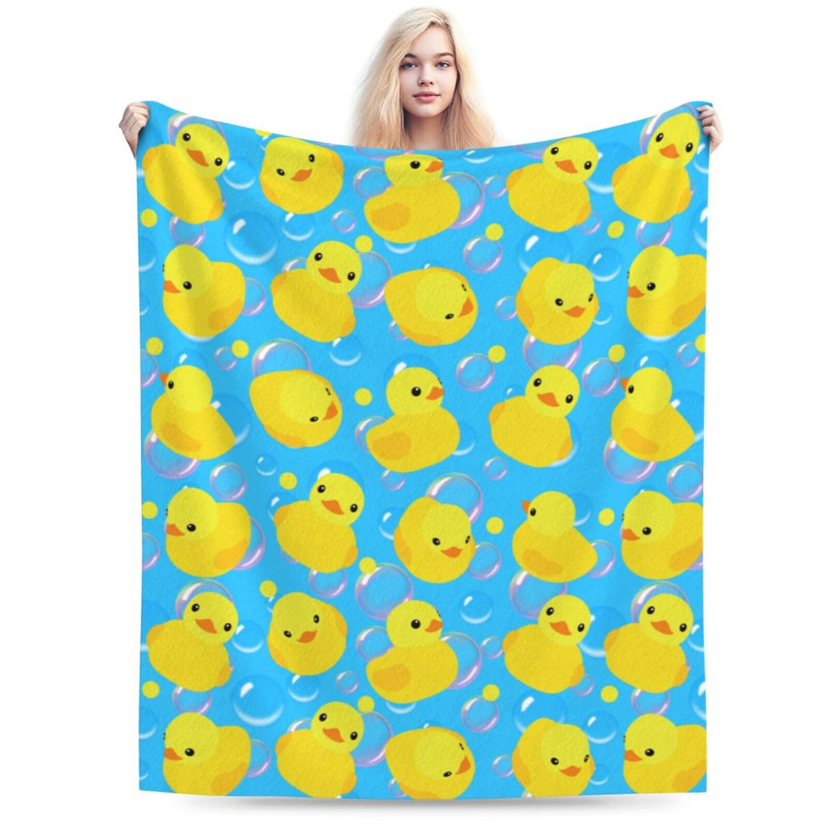 Yellow Rubber Ducks Throw Blanket Gifts Soft Warm Fleece Blankets for Bed Chair Car Sofa Couch Bedroom 60"X50"