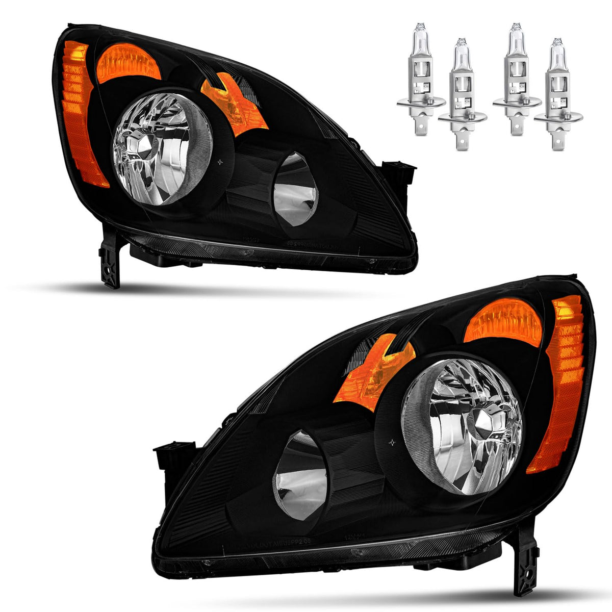 Vizotae Headlights Assembly for 2005 2006 Honda CR-V 4-Door Sport Halogen Headlamp Replacement, High/Low Beam W/Bulbs, Driver & Passenger Side