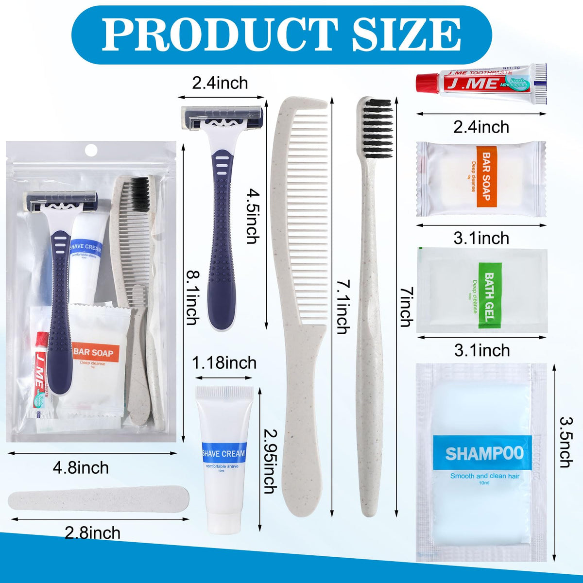 Suclain 96 Pack Hygiene Kits Bulk for Homeless Travel Size Toiletries and Dental Hygiene Kit Homeless Care Package Supplies Charity Donation Ready for Shelter Church Emergency Prep