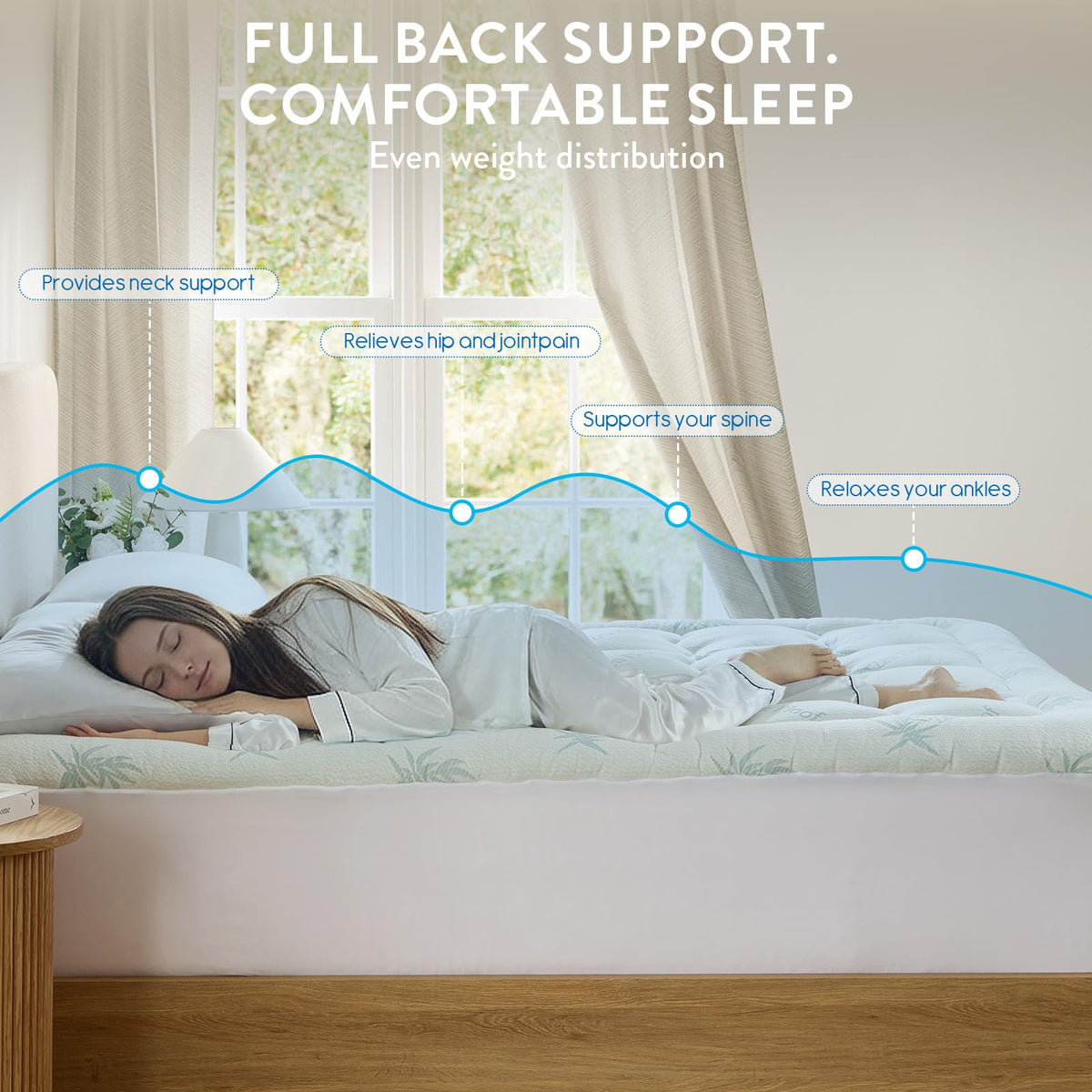 Surefit Ultra Soft Waterproof Mattress Topper, Pillow Top Mattress Pad, Back Pressure Relief, Viscose Derived from Bamboo, Naturally Cooling for Hot Sleepers, Queen 60x80