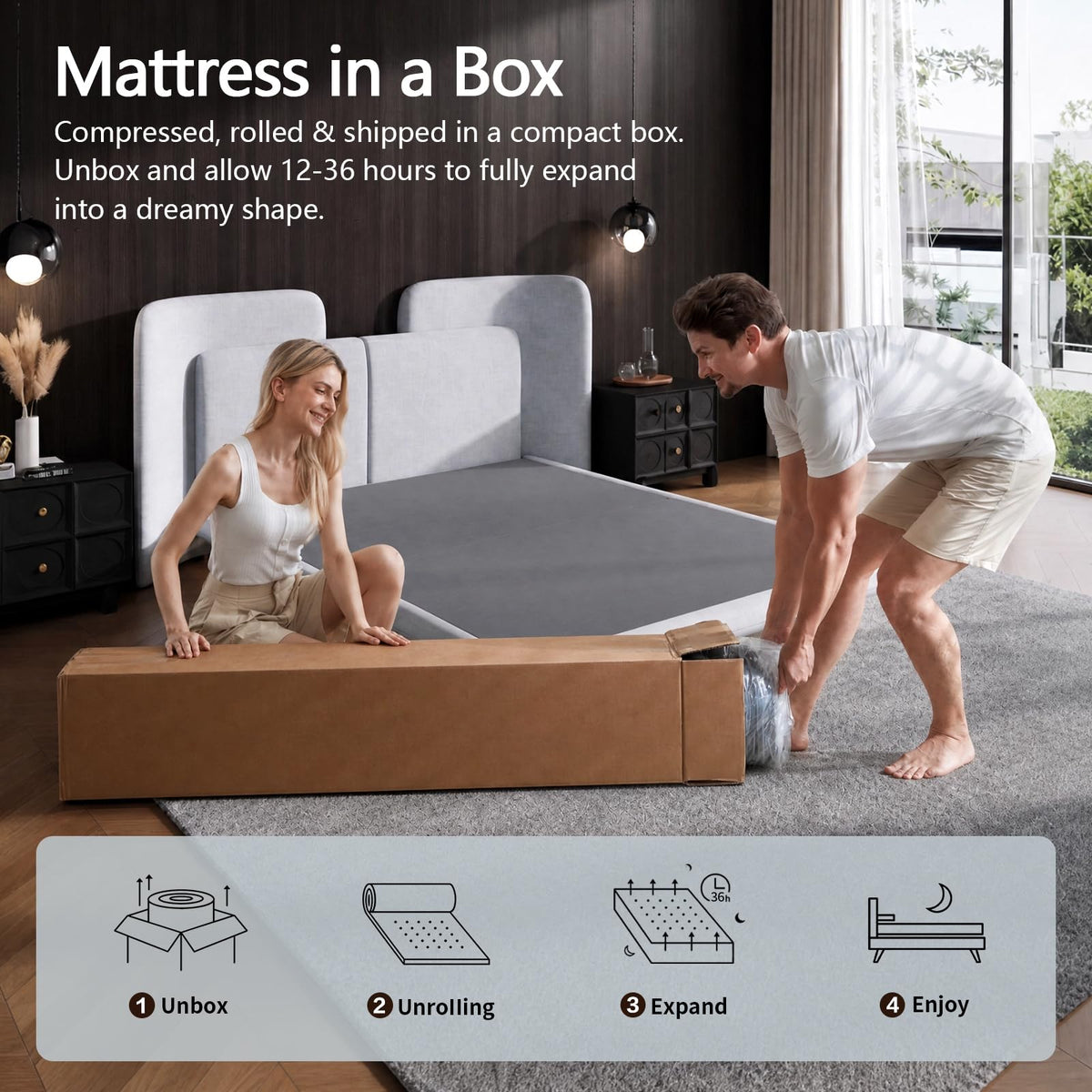 Twin Mattress, 12 Inch Twin Size Mattress in a Box, with Cooling Memory Foam & Pocket Springs, Extra Firm Feel Mattresses, Pressure Relief & Motion Isolation, CertiPUR-US Certified, 75"L x 39"W