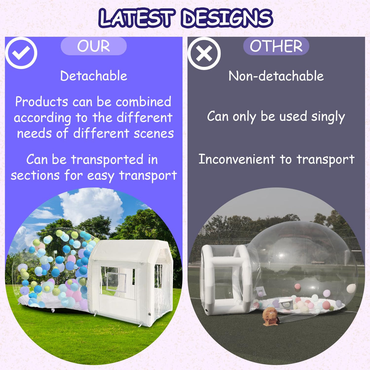 Iuoni 10FT Clear PVC Inflatable Bubble House Dome Tent with Tunnel - Bubble House Dome Inflatable, Ideal for Fun Events and Parties, Durable Inflatable Bubble House, Easy Setup