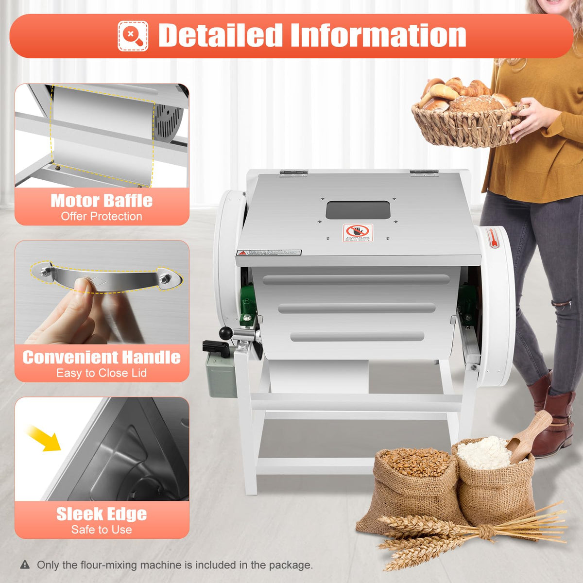 Lumicasaler Commercial Dough Mixer, 30QT Electric Flour Mixing Machine, 1500W Dough Kneader Machine with 90° Tilt Stainless Steel Bowl and Double Belts, 40r/min Forward/Reverse for Bakery Pizza Shop