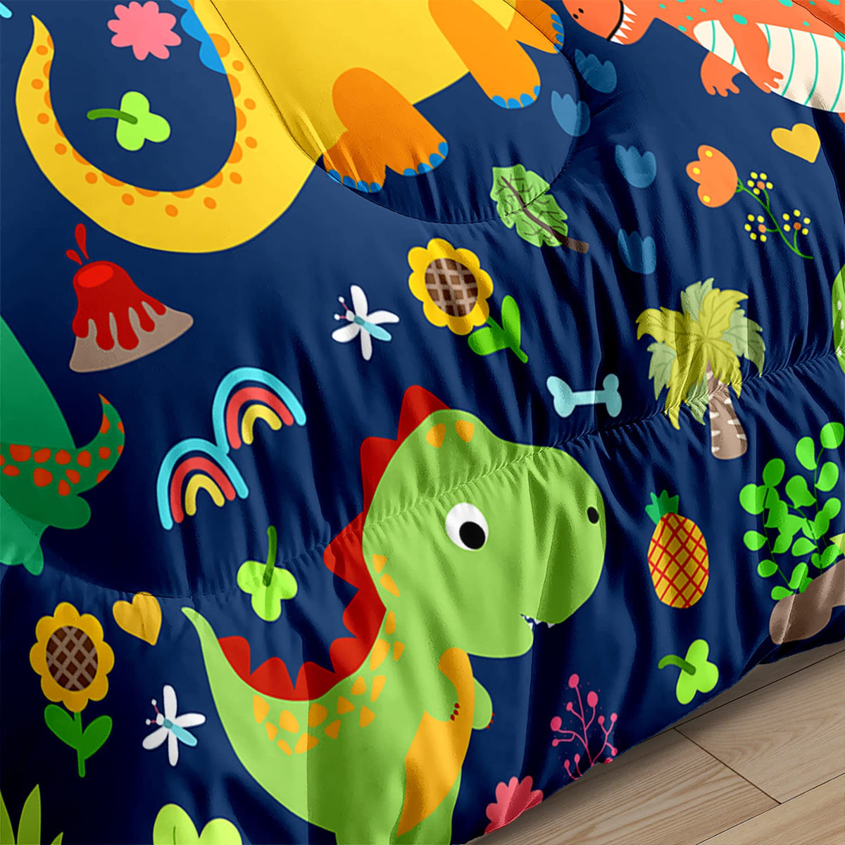 Dinosaur Bedding Set for Boys' Room - Blue Dinosaur Comforter, 1 Full Comforter with 2 Pillowcases