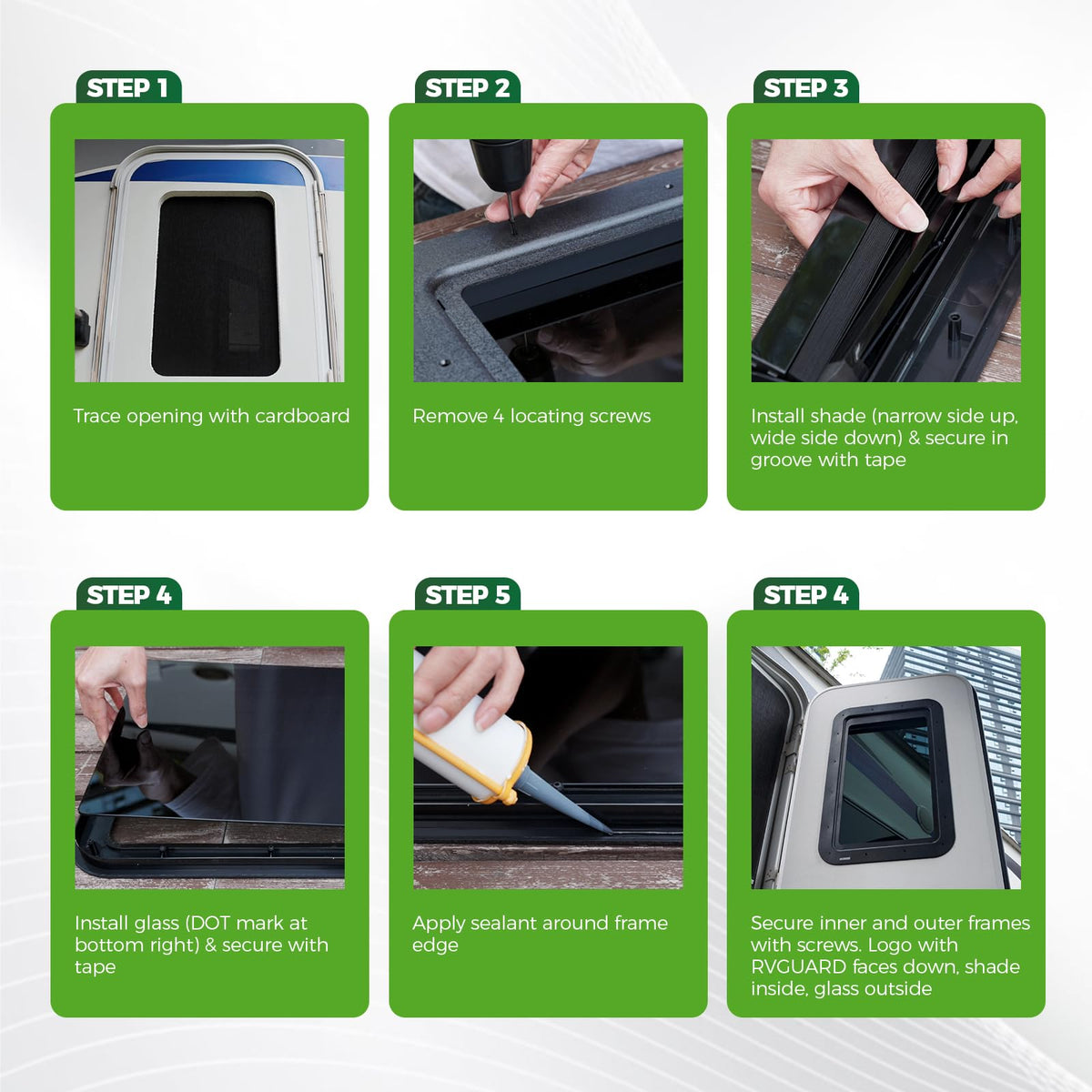 RVGUARD Integrated RV Window 15.7x24.7x1.78 IN, RV Entry Door Window Kit with Sliding Window Shade 12x21 IN, Camper Windows Replacement for Cargo Trailer