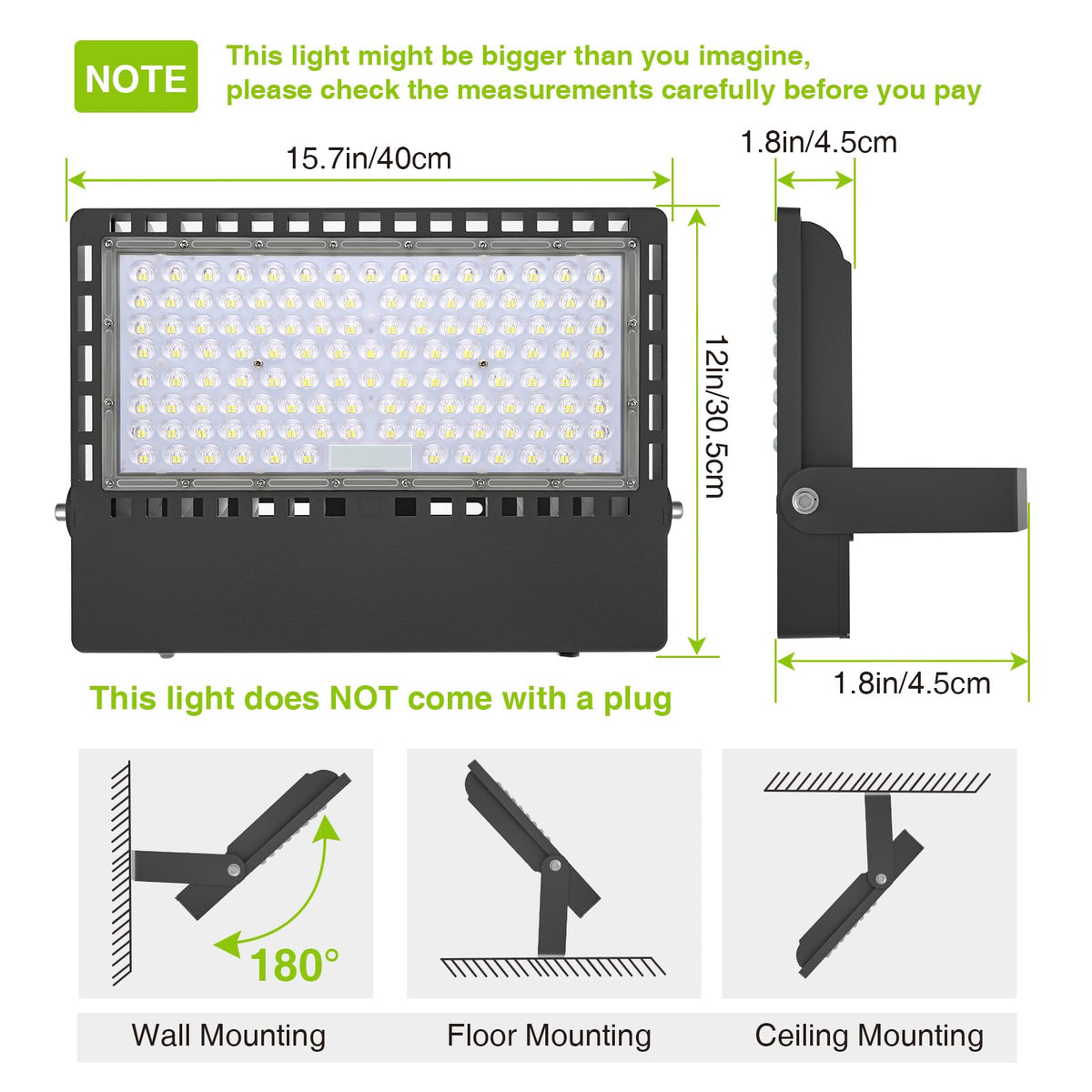 STASUN 300W 45000LM Dusk to Dawn LED Flood Light Outdoor Photocell - Flying Series Ultra, ETL Certified 5000K Daylight White, IP67 Waterproof Stadium Lights for Sports Court, Commercial, Parking Lot