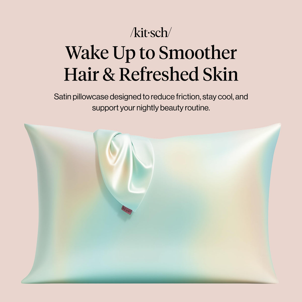 Kitsch Satin Pillowcase with Zipper for Hair & Skin - Softer Than Silk Pillow Cases, Smooth Cooling Satin Pillow Case, Wrinkle-Free, Machine Washable - Pillow Cases Standard Size (19x26) - Aura
