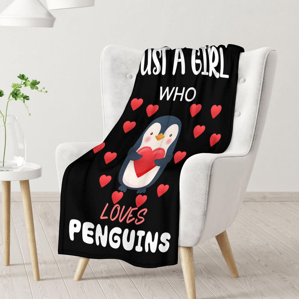 Penguin Blanket Gifts - 60"x80" Cute Throw Blanket for Adults, Kids - Black Soft Plush Blankets for Bed, Couch & Living Room