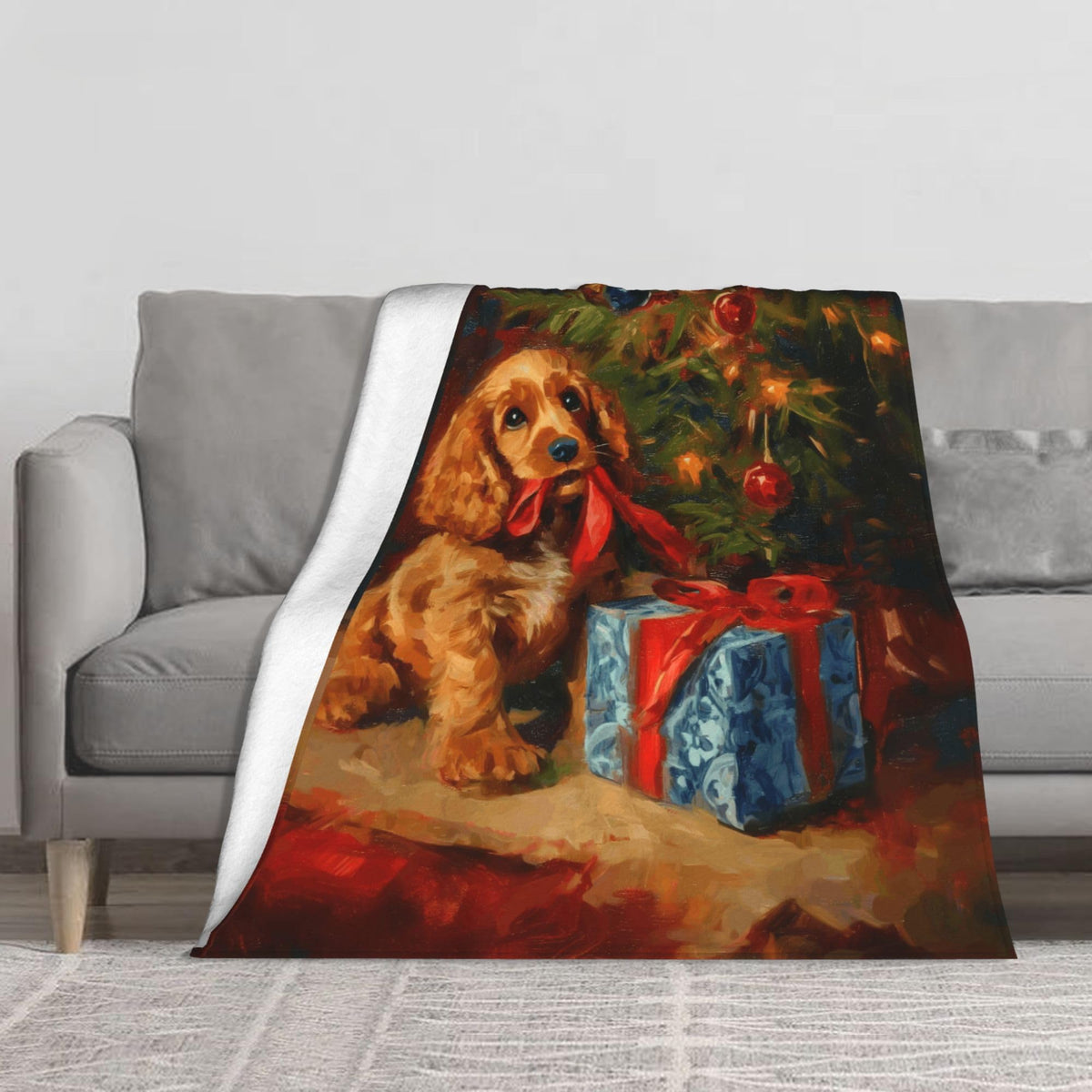 Christmas Dog Flannel Throw Blanket Soft Cozy Blanket for Living Room Couch Sofa Bed 50 x 60 Inches