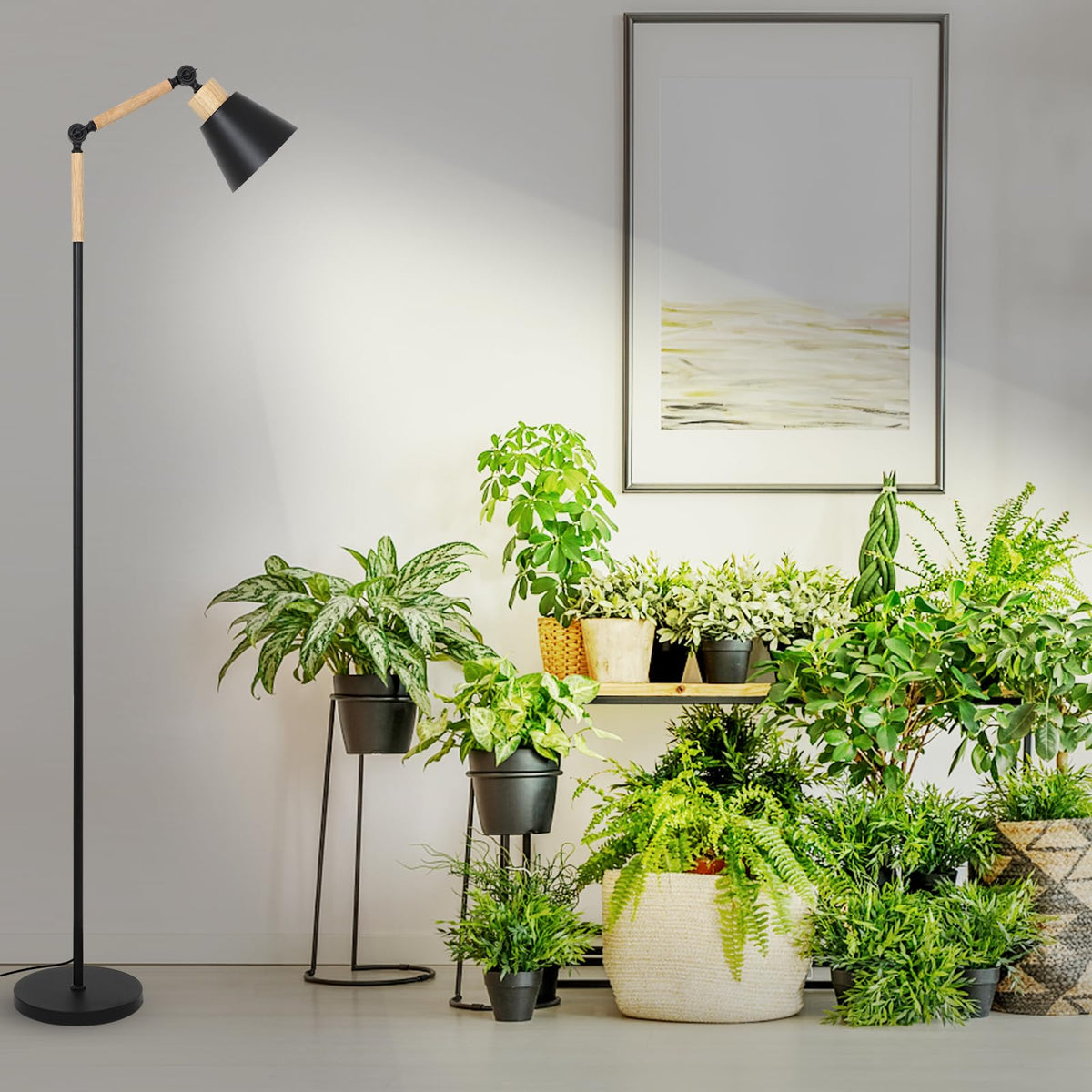 HMVPL Grow Lights for Indoor Plants Full Spectrum, Plant Lights for Indoor Growing with 20W COB Grow Light Blub, 4/8/12H Timer, Standing Tall Grow Lamp for Middle Large Plants(75'', Height Adjustable)