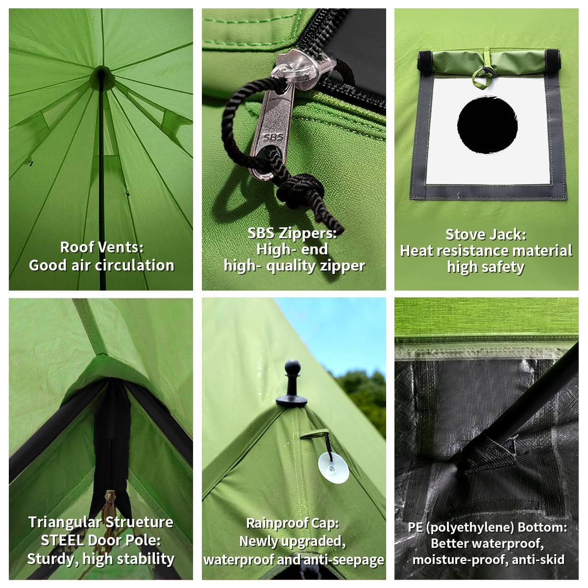 Canvas Bell Yurt Tent with Stove Jack, Waterproof Luxury 4 Season Tents for Family Outdoor Camping 100% Cotton Green Glamping Tents for Hunting, Partie, All Year Living (3M- 97 sq. ft yurt)