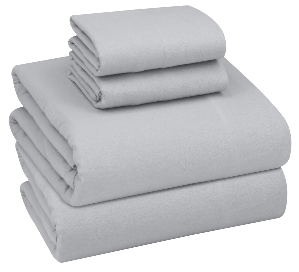 RUVANTI Flannel Sheets Queen Size - GOTS Certified 100% Organic Cotton, 4 Piece Warm, Soft & Breathable Set, Deep Pocket Snug Fit, Double Brushed Cozy All Season Bedding, Light Grey
