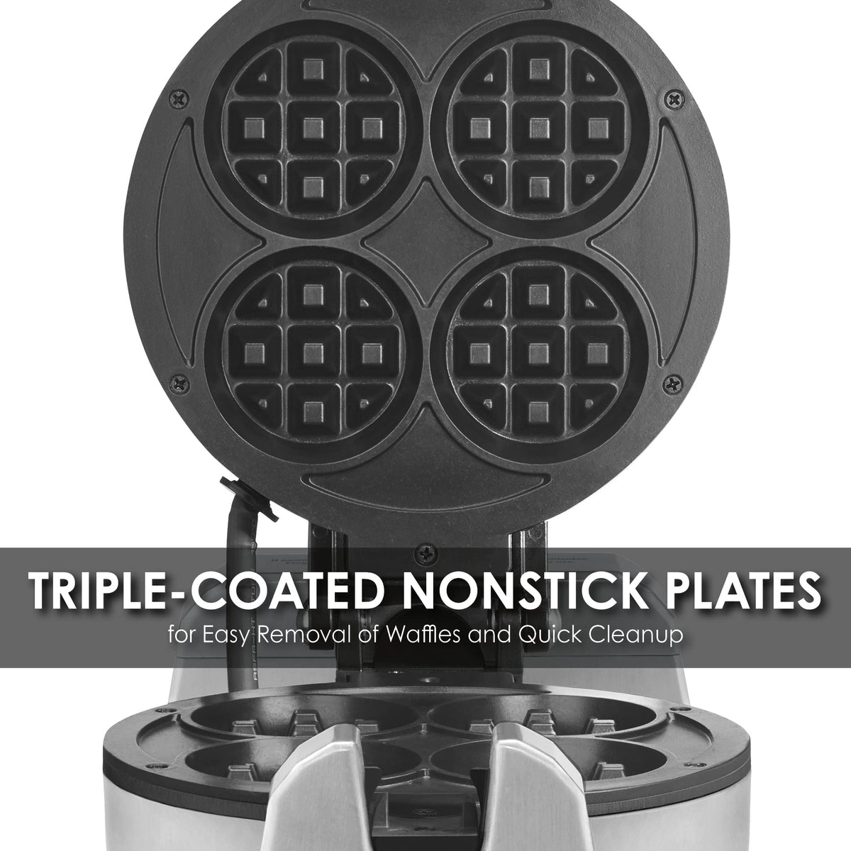 Waring Commercial Mini Belgian Waffle Maker, Rotary Feature for Even Baking, 100 Mini Waffles an Hour, for Restaurants & Commercial Kitchens, NSF Certified, WMB400X