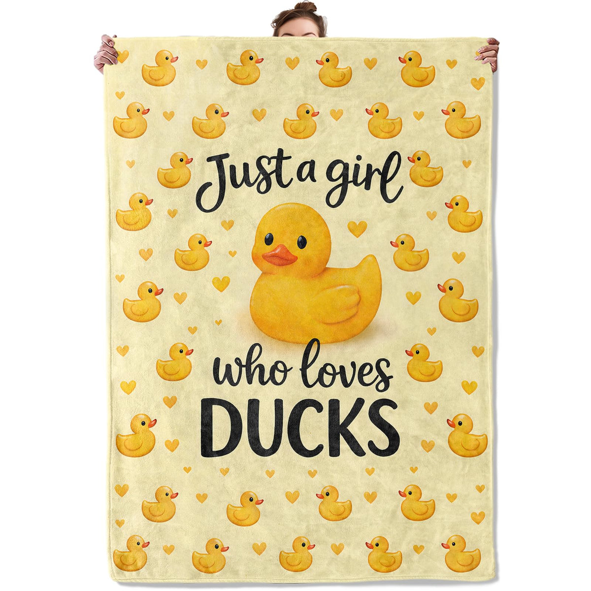 TRYYN Cute Duck Flannel Throw Blanket Adorable Yellow Farm Animal Decor for Girls Boys Adults Rustic Lovers Cozy Lightweight Fleece Blankets Bedroom Couch Dorm Camping Travel Gifts, 50x60inch