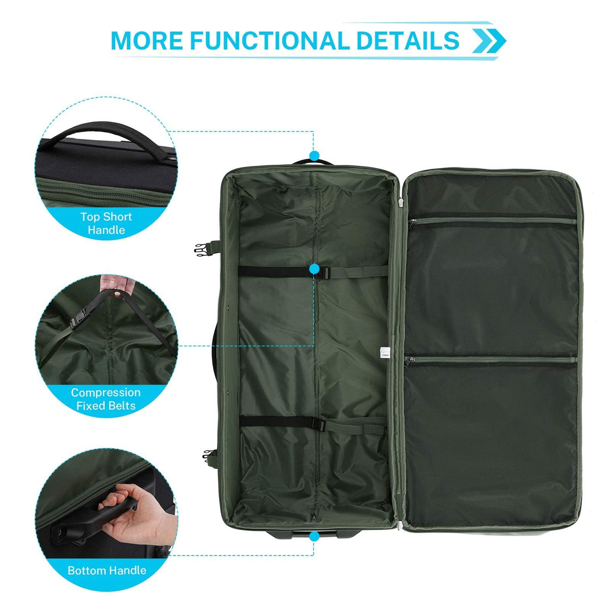 Gonex Rolling Duffle Bag with Wheels, 100L with Compression Packing Cubes