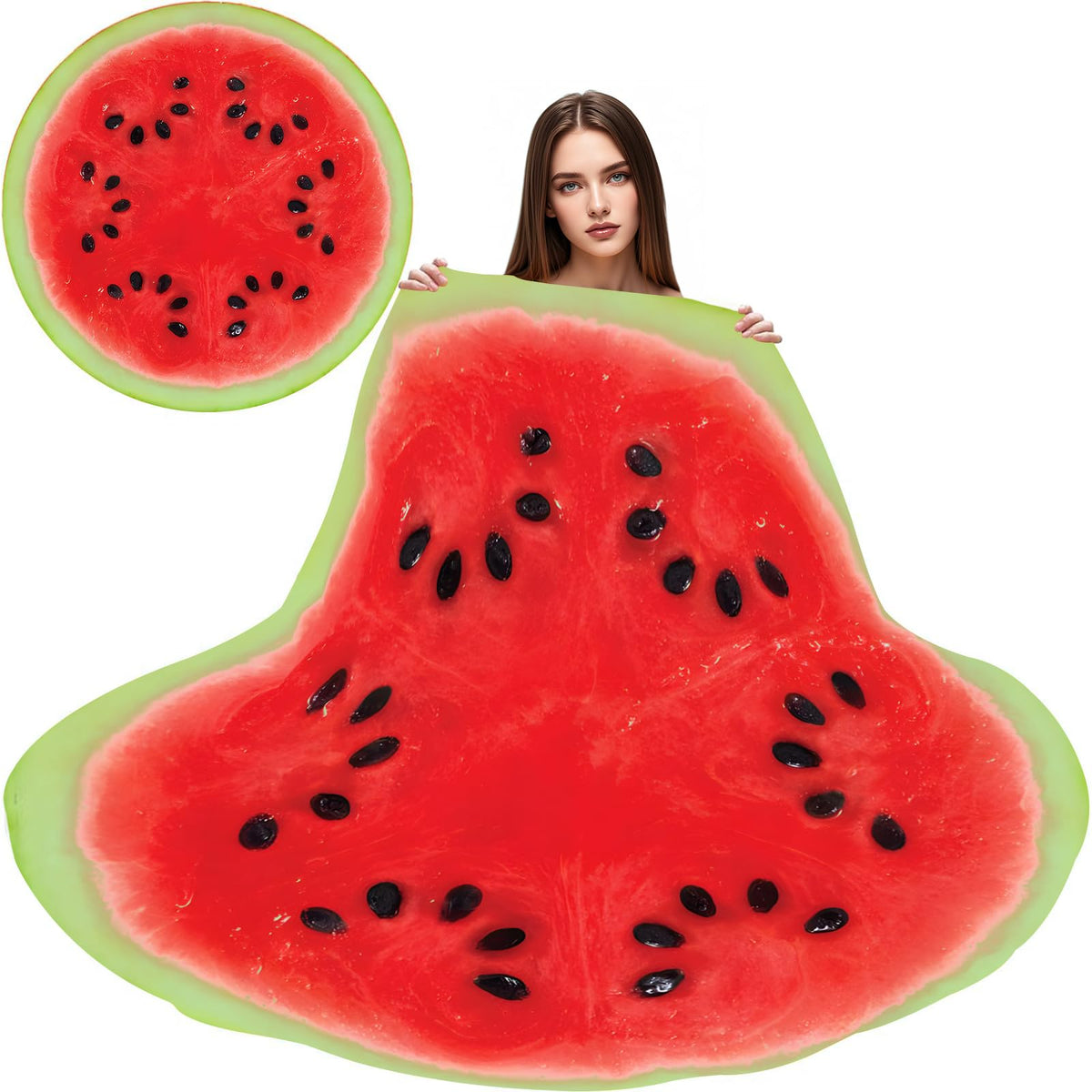 Watermelon Blanket for Kids Adults Round Cozy Flannel Funny Gifts Realistic Food Throw Blankets Novelty Soft for Men Women for Bed Couch 48 Inches