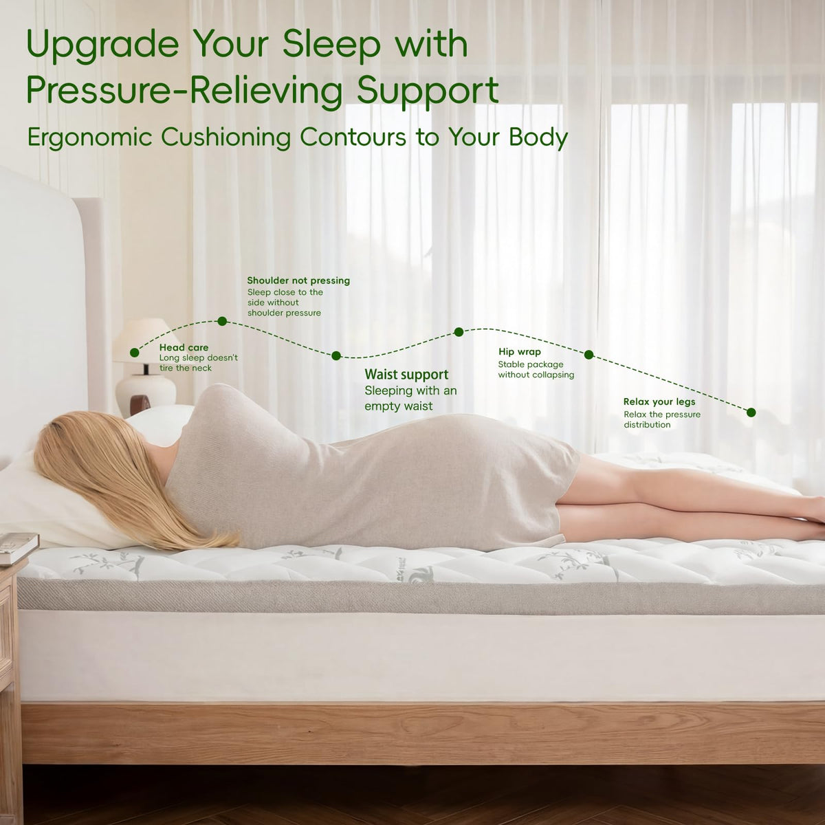 NEWDECO King Size Mattress Topper Cooling Viscose Made from Bamboo Thick Support Pillow Top Mattress Pad for Back Pain Relief Soft Breathable Mattress Cover with 8-18” Deep Pocket (Gray, King)