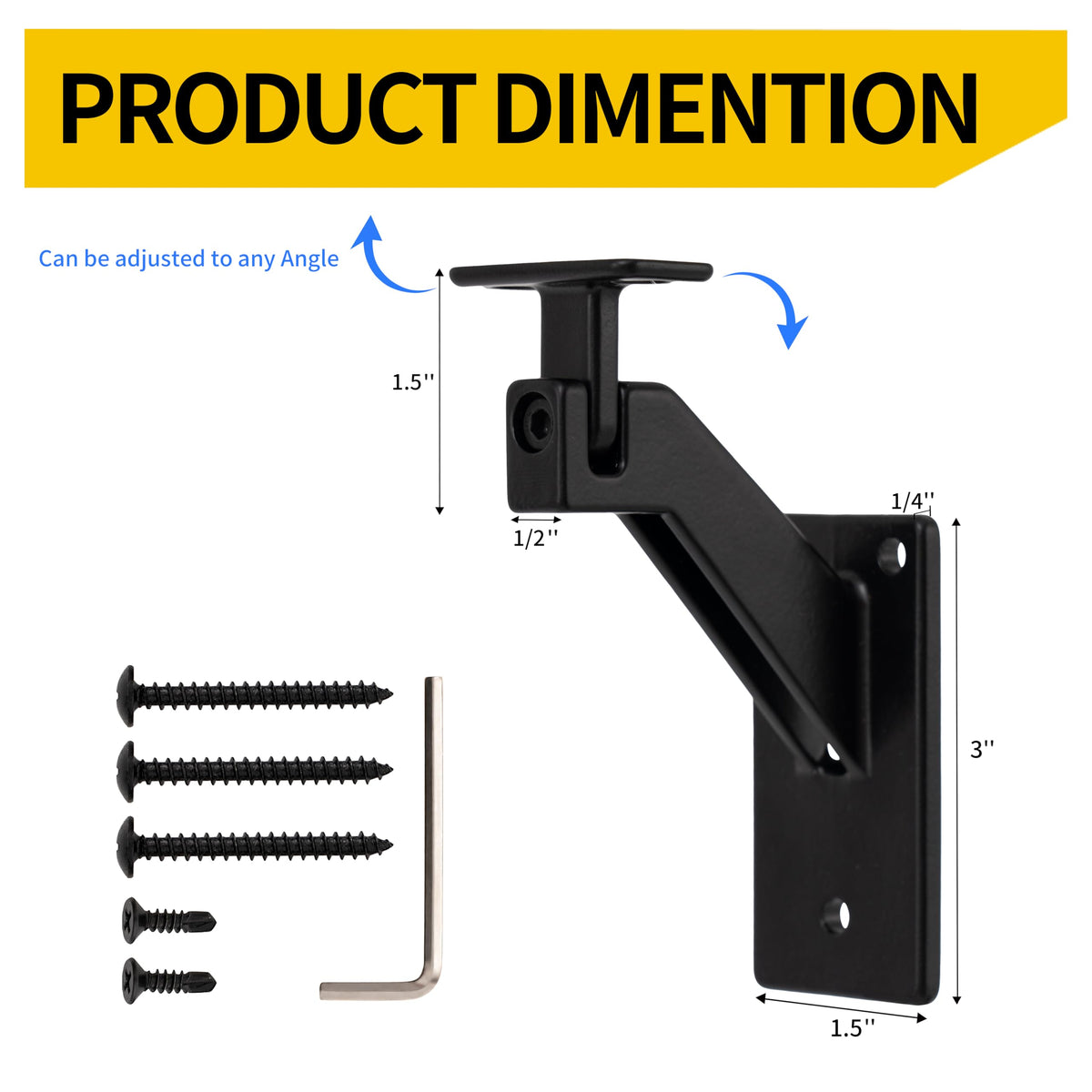 6FT Matte Black Handrails Kit for Indoor Outdoor Stairs，Modern Aluminum Handrail Set,2" X1" Grab bar,Adjustable 304 Stainless Steel Brackets Included，Rust Free