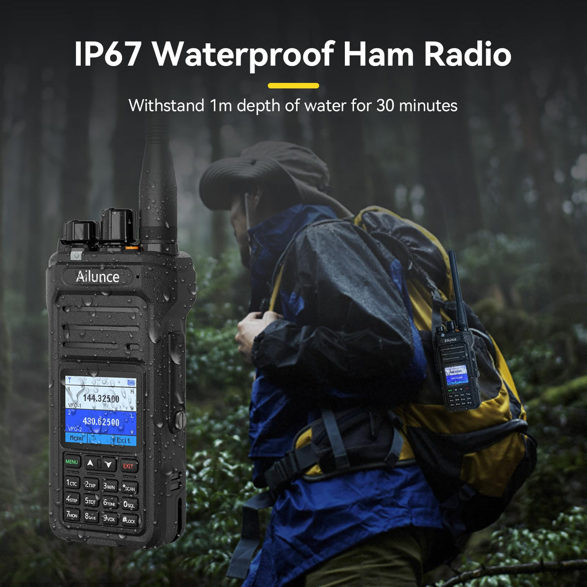 Retevis Ailunce HA1UV Ham Radio Handheld, Upgrade Chirp, Dual Band Radio with Cable,IP67 Waterproof, USB-C, 2800mAh, NOAA, Emergency Alarm, Long Range Handheld Transceiver for Hunting, Camping(2 Pack)