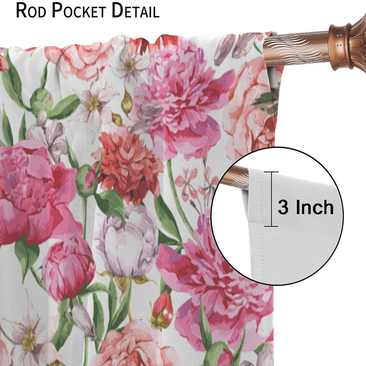 BenYaSong Watercolor Flower Blackout Window Curtain, Victorian Floral Pattern Painting Style Print with Peonie for Kitchen Bedroom Children Living Room Window Curtain Drapes 2 Panels 42x45 Inch