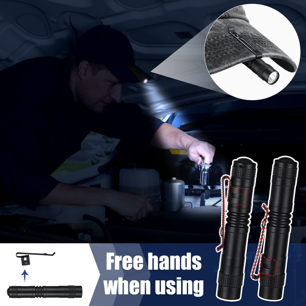 Zhengmy 100 Pcs Pocket Flashlight - Father's Day Gifts LED Compact Flashlight Bulk Mini EDC Pen Light with Removable Clip for Home, Outdoor, Camping, Emergency, Battery Not Included