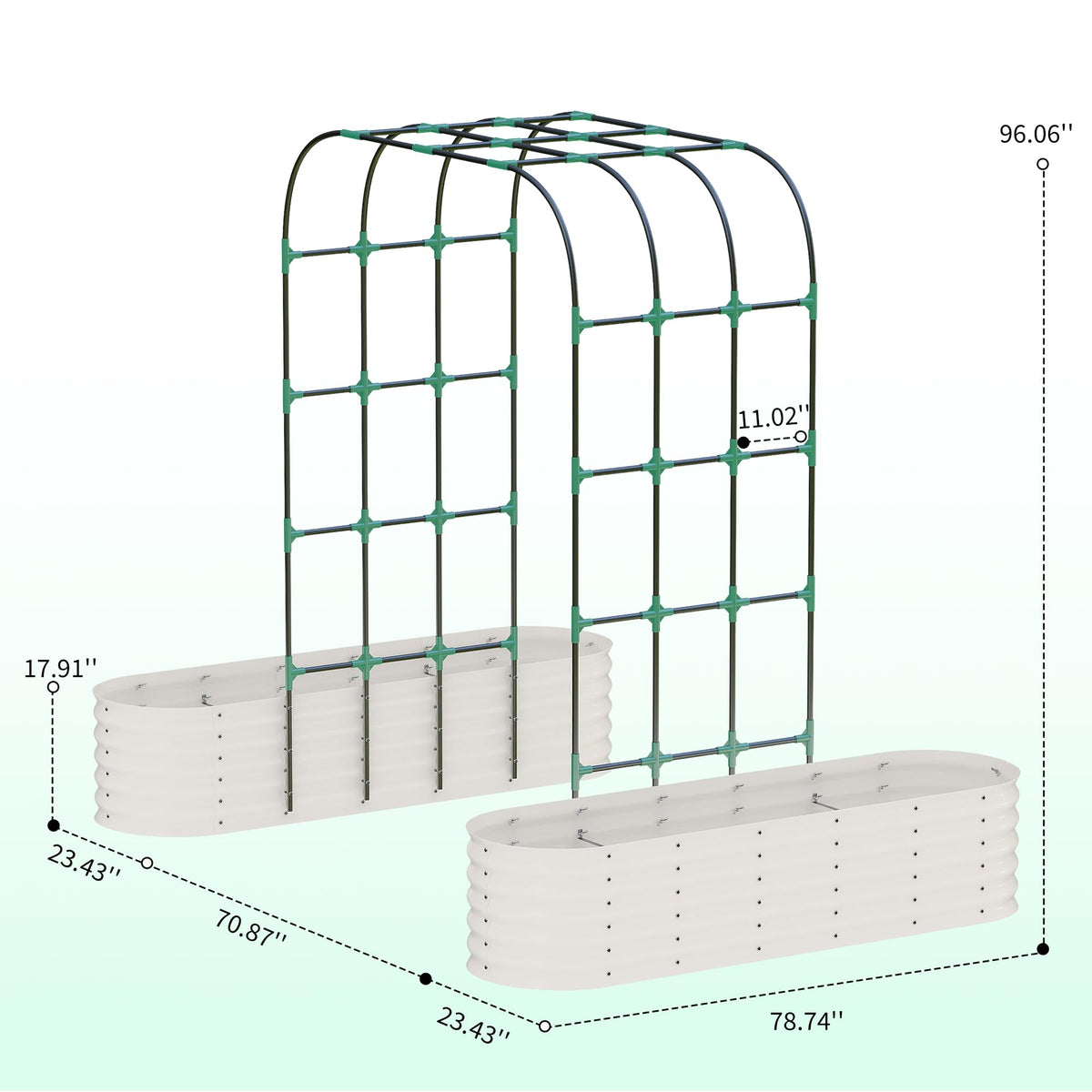GarveeHome Expandable Arch Trellis Raised Bed Kit – 95” Metal Garden System with Vertical Netting, Plant Ties, and Drainage Design for Vegetables, Flowers, and Vines (Rust-Proof Beige)