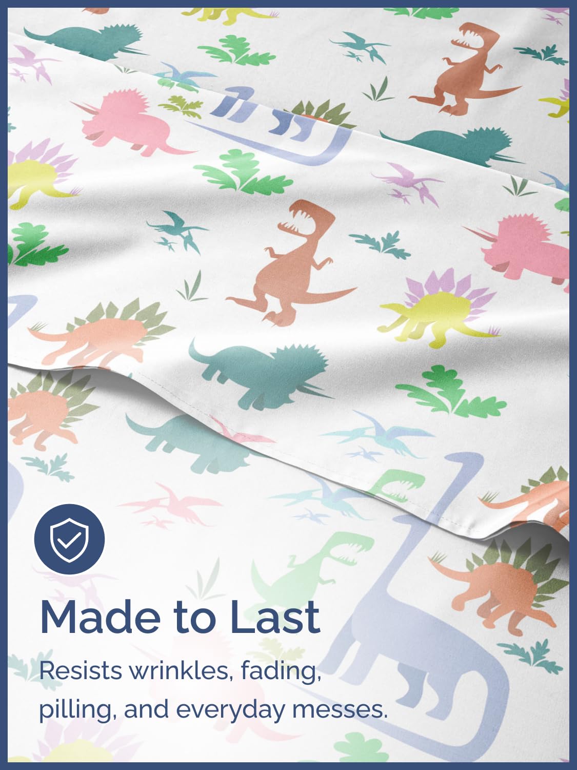 Kids Full Size Bed Sheet Set - 4 Piece Kids Loft Bed Sheets - Boys Dinosaur Themed Bedding - Soft, Cute & Cozy - Breathable & Machine Washable - Colorful Dino Bed Set for Boys, Girls, Teens & Toddlers