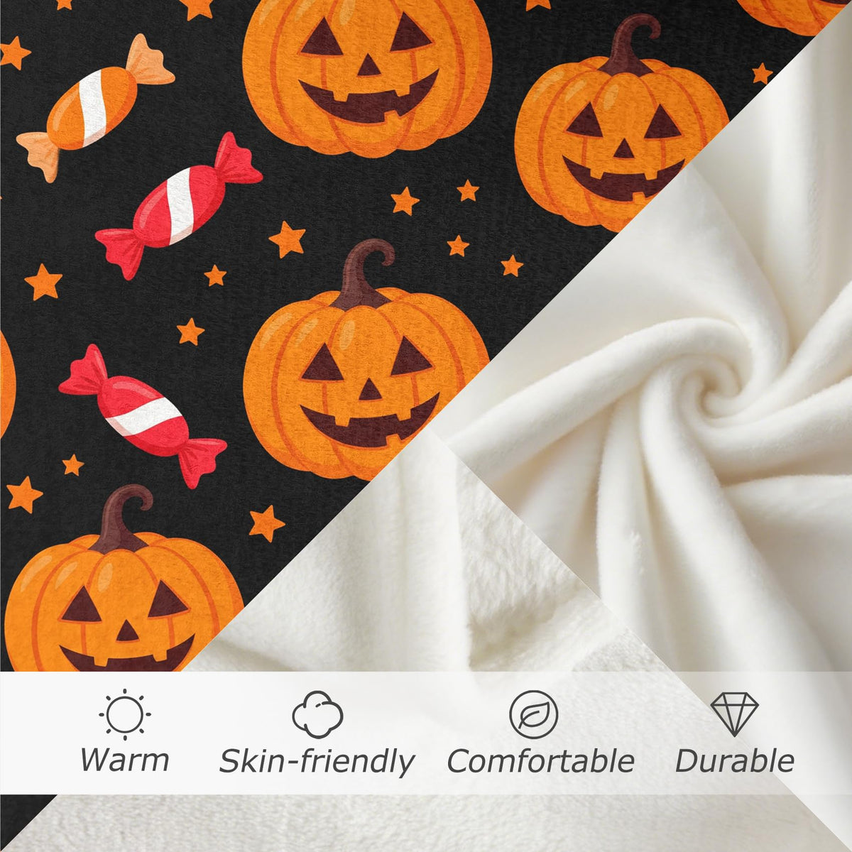 GEDAEUBA Halloween Blanket Pumpkin - Jack O Lantern Candy Fleece Blanket Throw, Soft Cozy Blankets & Throws for Couch, Bed, and Sofa, 50x60 inches