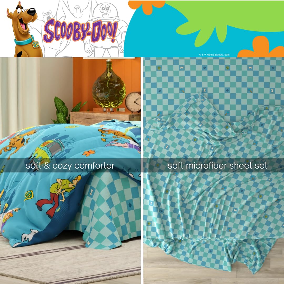 Franco Scooby Doo Scoobtober Bedding 7 Piece Super Soft Reversible Comforter and Sheet Set with Sham, Full, (Officially Licensed Product)