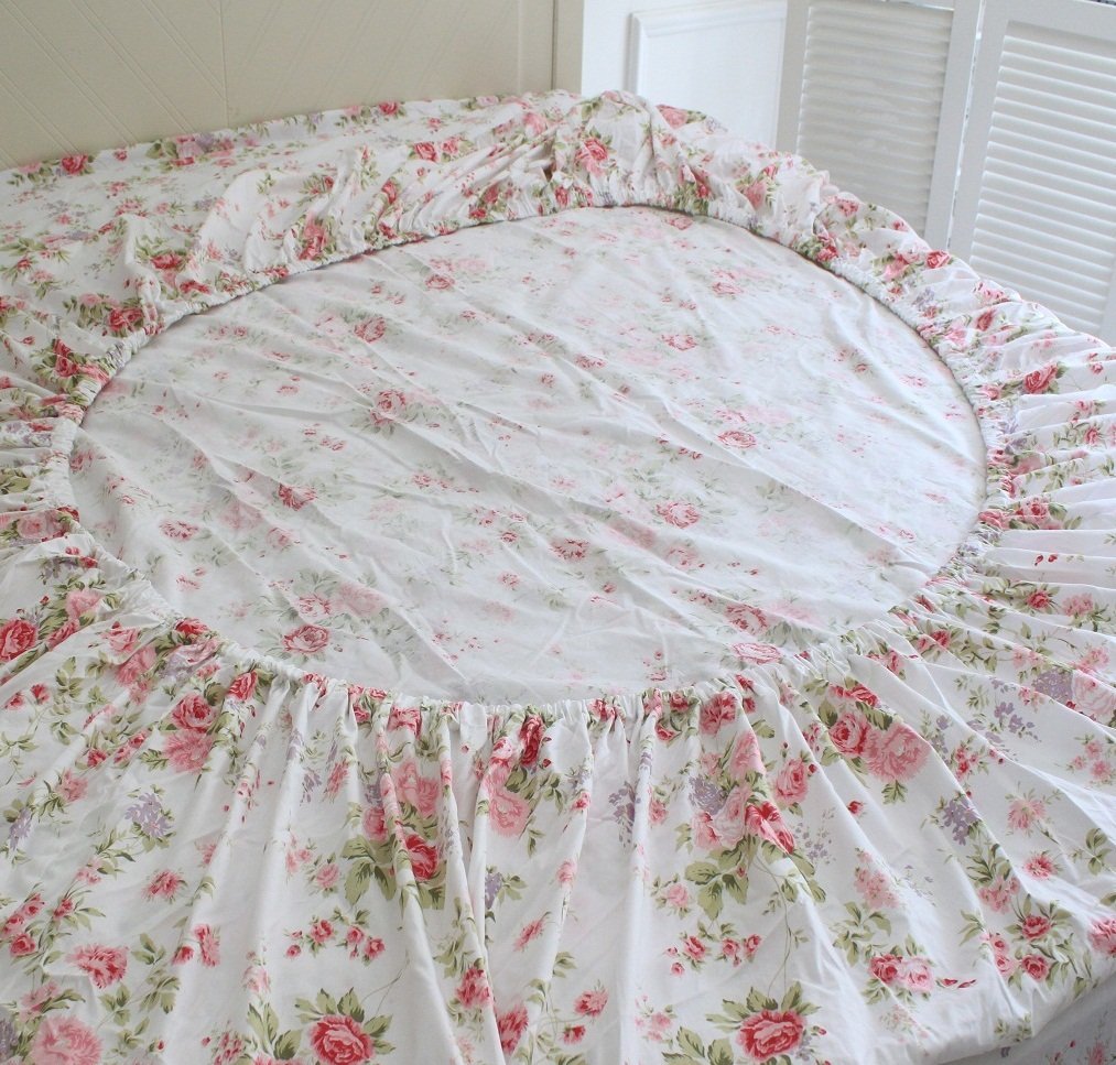 FADFAY Cotton Rose Floral Print Bed Sheets 4-Piece King Size