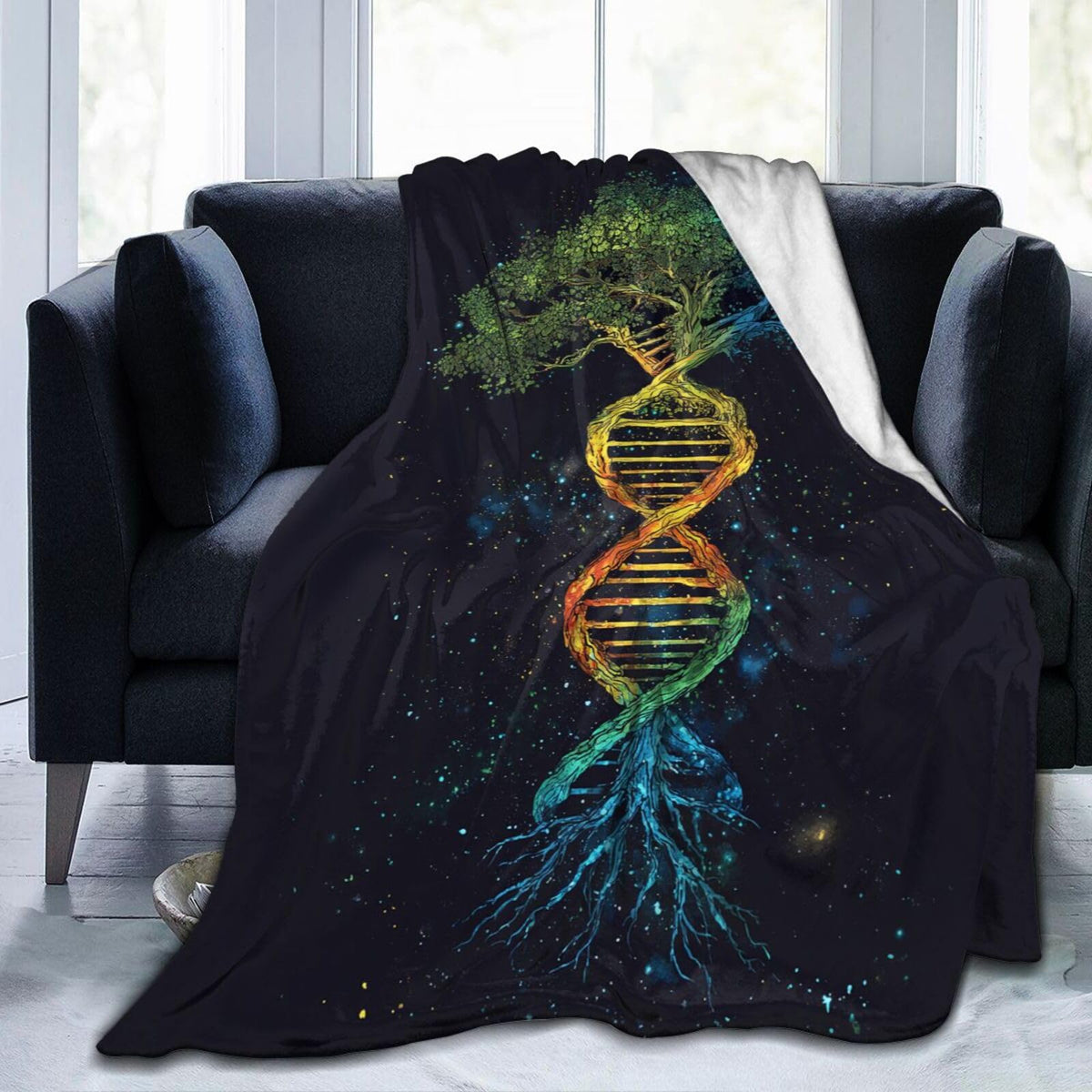 Dynova Tree of Life Blanket Cozy Plush Galaxy DNA Throw Blankets Fuzzy Flannel Fleece Gifts for Girls Boys Women Men Decor 50"X40"