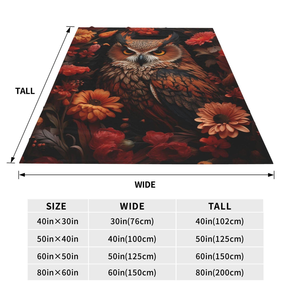 amepay Owl Blanket for Adults Kids Gifts for Owl Flowers Lovers Flannel Throw Blankets Soft Comfy Lightweight for Home Decor Couch Bed Sofa 60x50 Inches