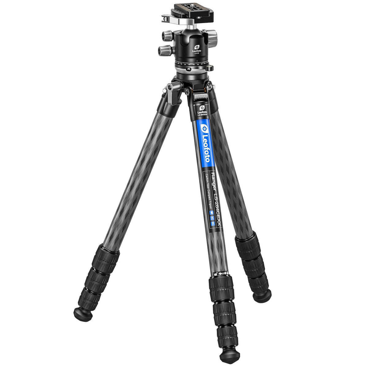 Leofoto LS-284CEXX Travel Tripod w/Built-in Leveling Head, Ranger Series, Carbon Fiber, 4 Leg Sections, Lightweight, Ball Head Optional (Tripod w/ 36mm Ball Head)