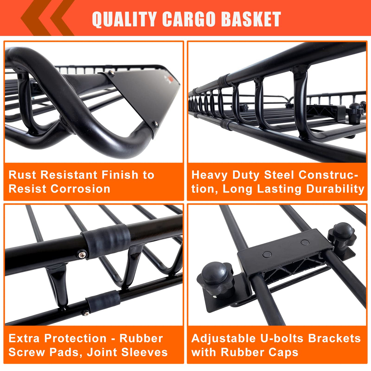 Roof Rack Carrier Carrier Basket 51"*36"*5"+Waterproof Bag 15 Cubic Feet(44"*34"*17"),and Cargo Net with Attachment Hooks,Ratchet Straps.200 Lbs Capacity,Universal Rooftop Large Size Roof Rack