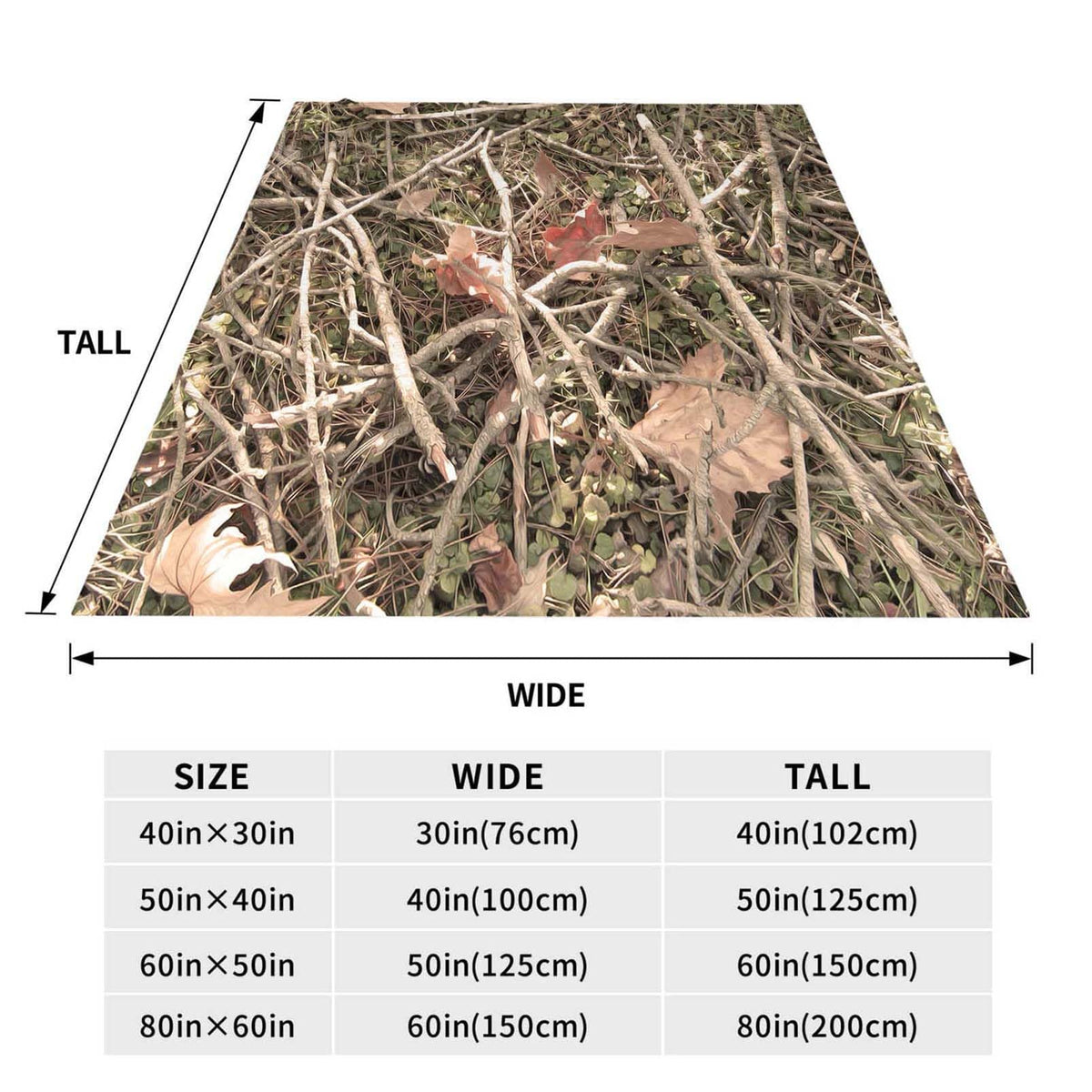 Throw Blanket 60x80 Inch,Camouflage Camo Forest Cozy Soft Lightweight Fuzzy Flannel Blanket 80x60 Inch Suitable for Couch Bed Sofa Living Room in All Seasons