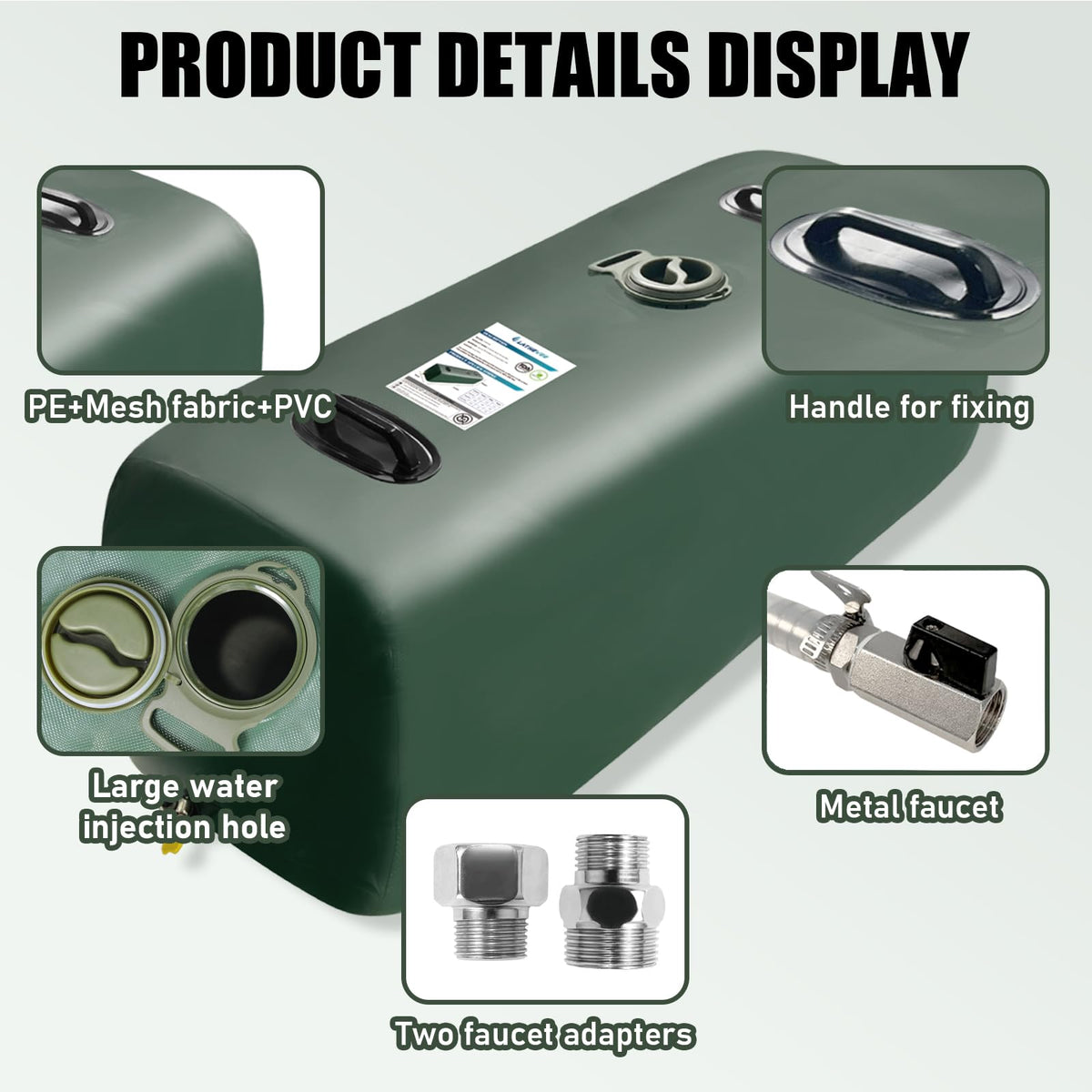 LATHEVEE Drinking Water Storage Bladder,50 Gallon Portable Water Bladder Tank, RV Water Tank, Can Be Used for Storing Drinking Water, Camping, Traveling, Wilderness Survival Patrols, Etc