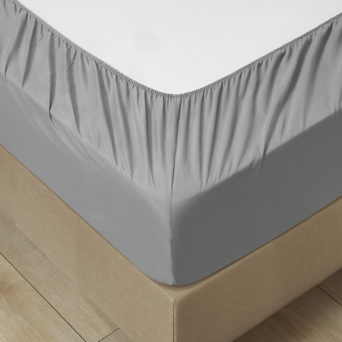 AiMay 6 PC Sheet Pillowcase Set Deep Pocket Double Brushed Microfiber Soft Durable Solid Color Wrinkle Free 1 Flat Sheet 1 Fitted Sheet 2 Pillowcases 2 Pinch Plated Pillowcases(Light Gray, Queen)