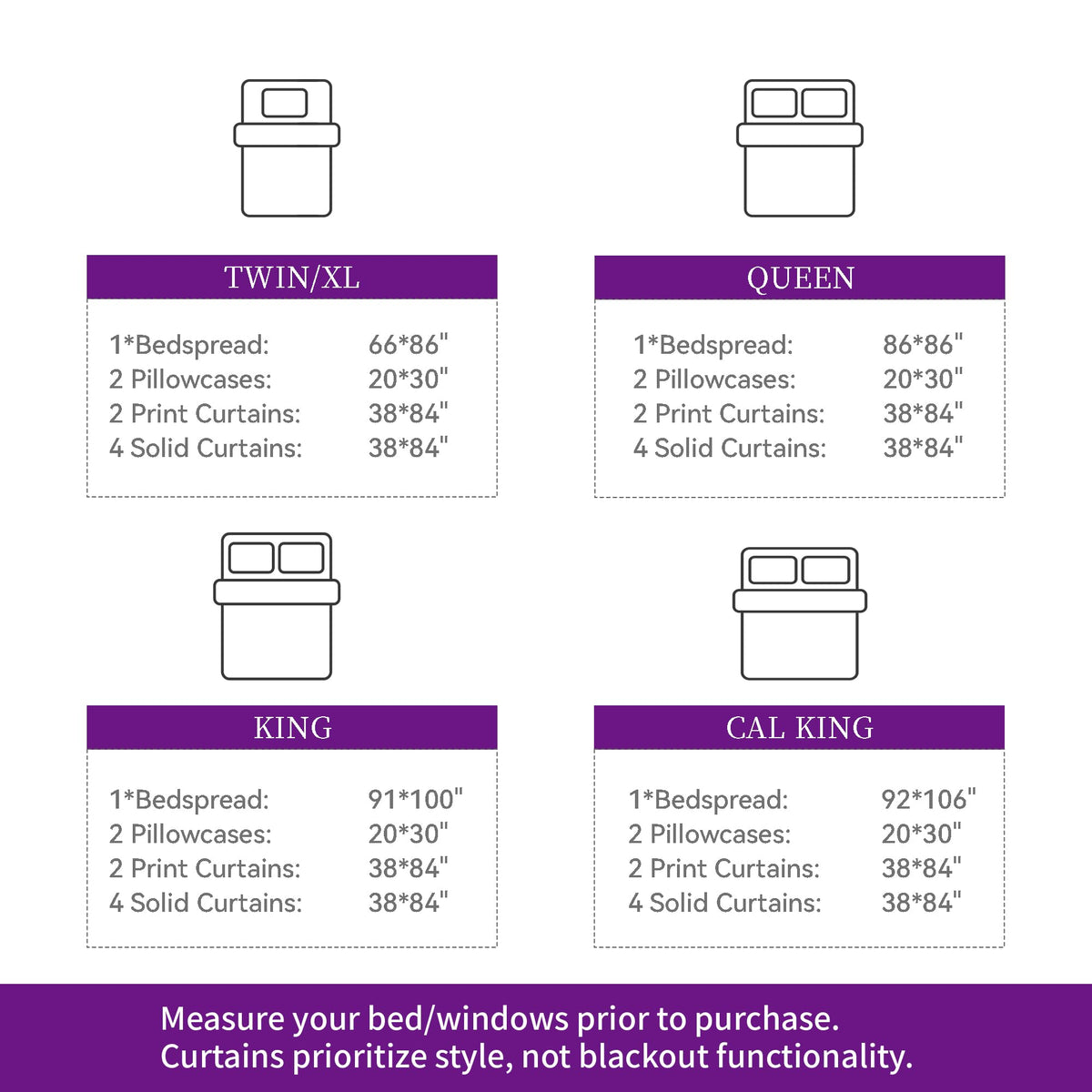 Deepsleep King Bedspread Set 9 Pieces, All Season Luxury Bed in a Bag for Bedroom, with 2 Pillowcases and 6 Curtains, Ultra-Soft Microfiber for Complete Bedroom Decor, Purple Gardenia Flower