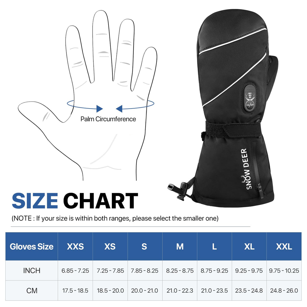 SNOW DEER Heated Mittens Gloves for Men and Women, 7.4V 2200MAH Electric Rechargeable Battery Ski for Winter Skiing Skating Snow Camping Hiking Heated Arthritis Hand Warmer Gloves(M)